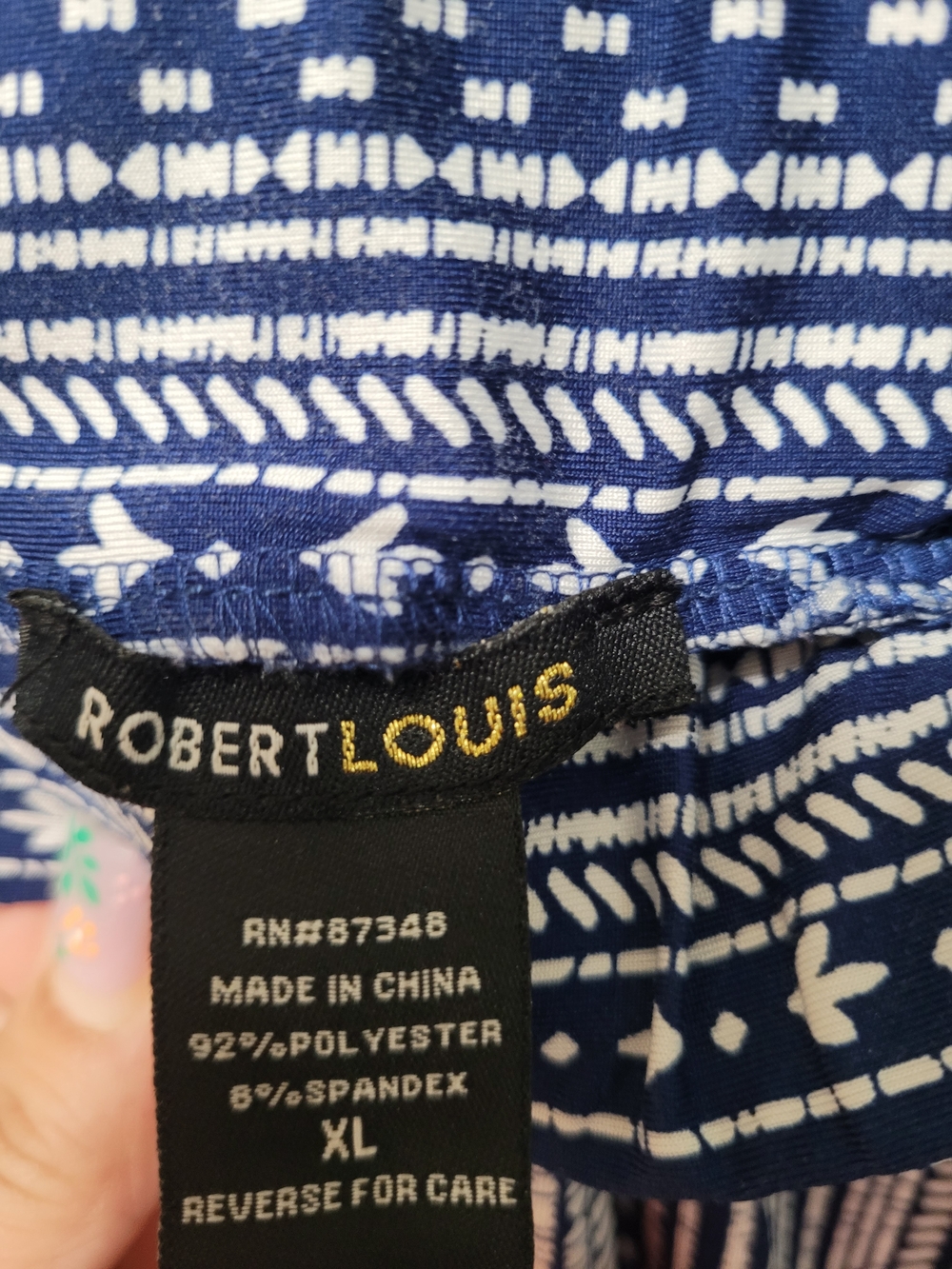 Robert Louis Blue and White Patterned Skirt - Picture 3 of 3